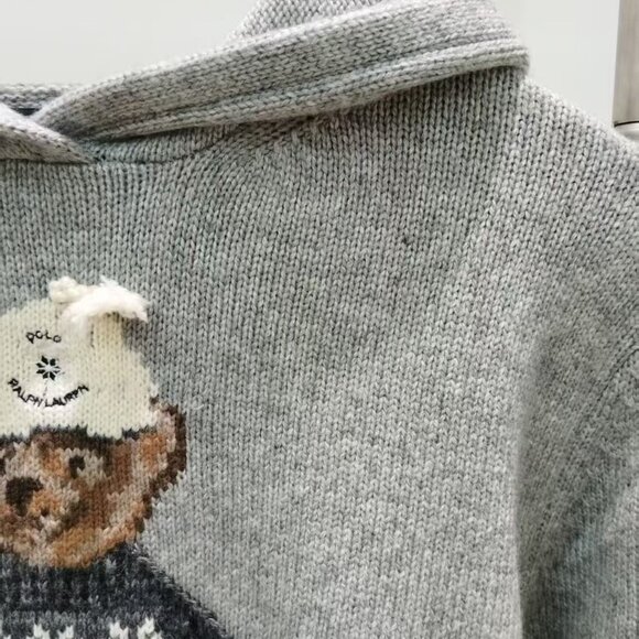 Polo Ralph Lauren Gray Bear Sweater Hoodie - Picture 4 of 9